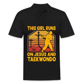 Cette fille court sur Jésus et le taekwondo - Polo Homme - noir - Devant - Kai (181cm)