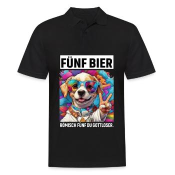 Lustiger Hund Fünf Bier Römisch Fünf du Gottloser - Männer Poloshirt - Schwarz - Vorne - Kai (181cm)