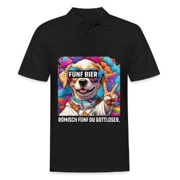 Fünf Bier Römisch Fünf du Gottloser Lustiger Hund - Männer Poloshirt - Schwarz - Vorne - Kai (181cm)