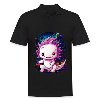 Axolotl - Männer Poloshirt - Schwarz - Vorne - Kai (181cm)