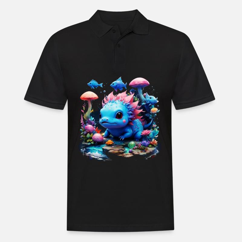 Axolotl - Männer Poloshirt - Schwarz