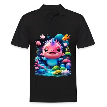 Axolotl - Men's Polo Shirt - black - Front - Kai (181cm)