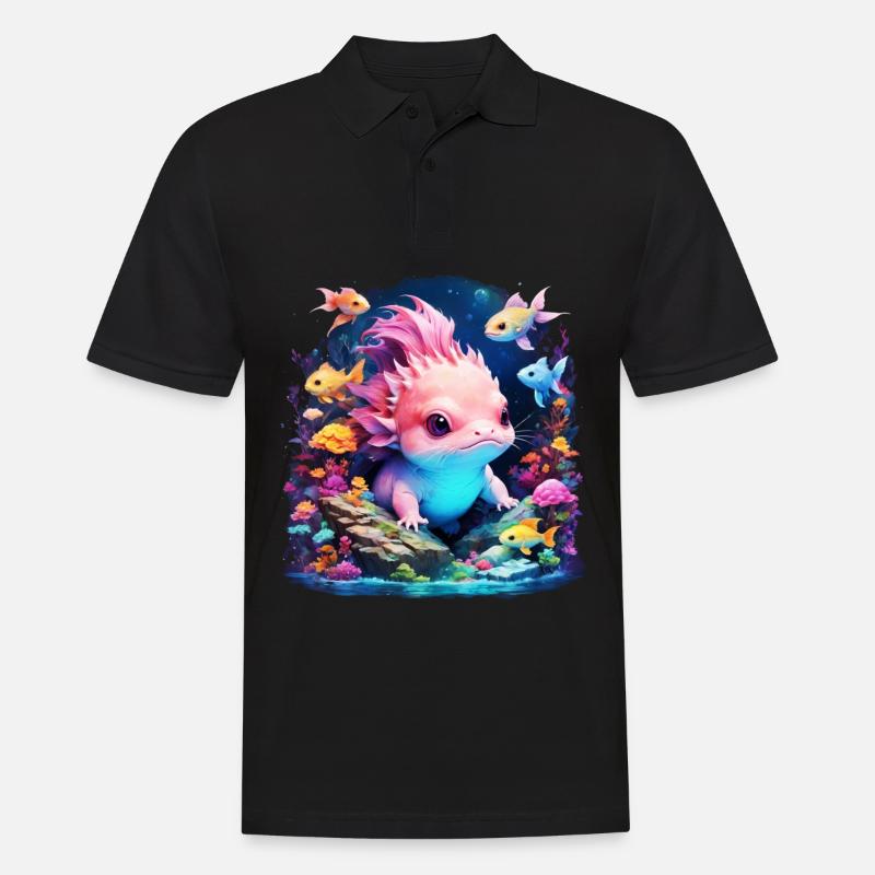Axolotl - Männer Poloshirt - Schwarz