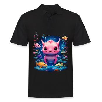 Axolotl - Men's Polo Shirt - black - Front - Kai (181cm)
