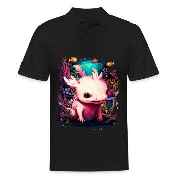 Axolotl - Männer Poloshirt - Schwarz - Vorne - Kai (181cm)