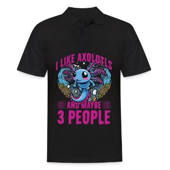 J’aime les axolotls et peut-être 3 personnes - Polo Homme - noir - Devant - Kai (181cm)