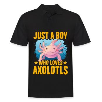 Nur ein Junge, der Axolotl liebt - Männer Poloshirt - Schwarz - Vorne - Kai (181cm)