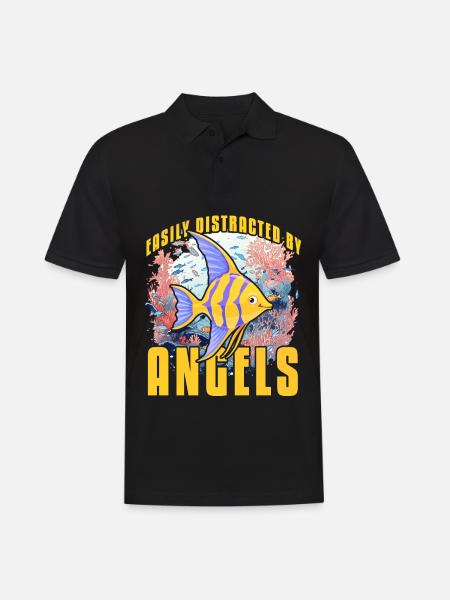Easily distracted by Angels - Men's Polo Shirt - black