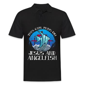 This Girl runs on Jesus and Angelfish - Men's Polo Shirt - black - Front - Kai (181cm)
