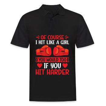 Natürlich schlage ich wie ein Mädchen, du würdest es auch tun, wenn du - Männer Poloshirt - Schwarz - Vorne - Kai (181cm)