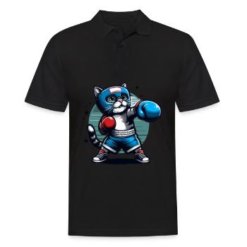 Boxing Cat - Men's Polo Shirt - black - Front - Kai (181cm)