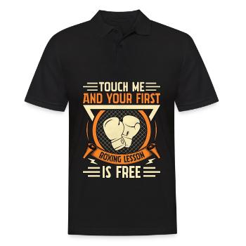 Berühre mich und deine erste Boxstunde ist kostenlos - Männer Poloshirt - Schwarz - Vorne - Kai (181cm)