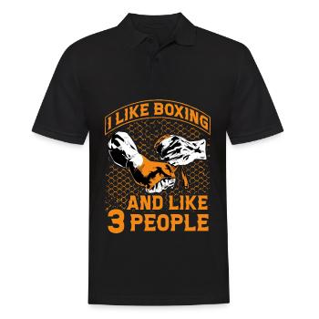 Ich mag Boxen und mag 3 Leute - Männer Poloshirt - Schwarz - Vorne - Kai (181cm)