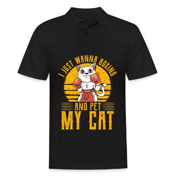 Ich möchte nur boxen und meine Katze streicheln - Männer Poloshirt - Schwarz - Vorne - Kai (181cm)