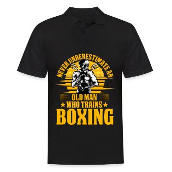 Unterschätzen Sie niemals einen alten Mann, der Boxen trainiert - Männer Poloshirt - Schwarz - Vorne - Kai (181cm)