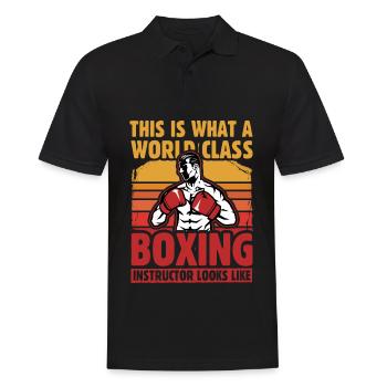 So sieht ein Weltklasse-Boxlehrer aus - Männer Poloshirt - Schwarz - Vorne - Kai (181cm)