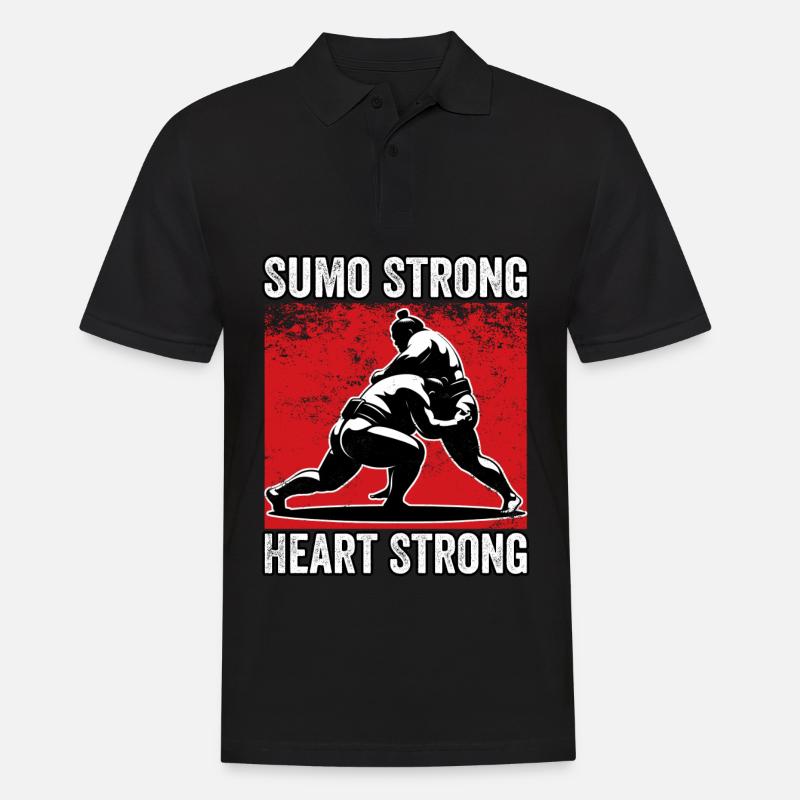 Sumo Starkes Herz Stark - Männer Poloshirt - Schwarz