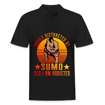 Facilement distrait par le sumo oui je suis accro - Polo Homme - noir - Devant - Kai (181cm)