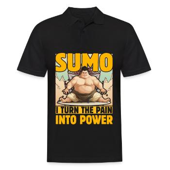 Sumo Ich verwandle den Schmerz in Kraft - Männer Poloshirt - Schwarz - Vorne - Kai (181cm)