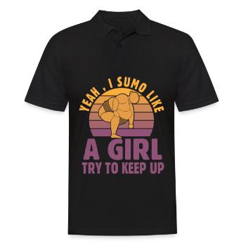 Yeah I Sumo like a Girl try to keep up - Men's Polo Shirt - black - Front - Kai (181cm)
