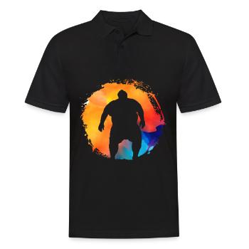 Sumo retro - Männer Poloshirt - Schwarz - Vorne - Kai (181cm)