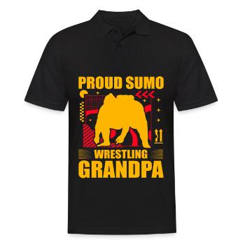 Stolzer Sumo-Ringer-Opa - Männer Poloshirt - Schwarz - Vorne - Kai (181cm)