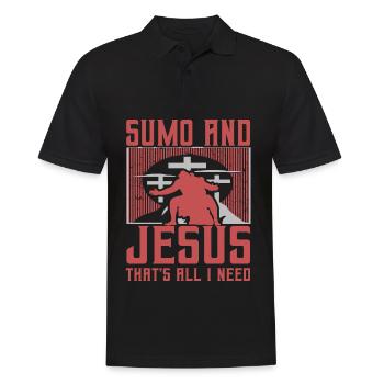Sumo and Jesus that's all I need - Men's Polo Shirt - black - Front - Kai (181cm)