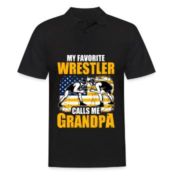 Mein Lieblings-Wrestler nennt mich Opa - Männer Poloshirt - Schwarz - Vorne - Kai (181cm)