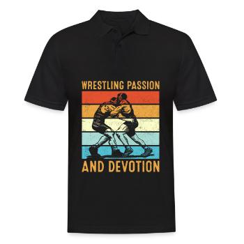 Wrestling-Leidenschaft und Hingabe - Männer Poloshirt - Schwarz - Vorne - Kai (181cm)
