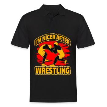 I'm nicer after Wrestling - Männer Poloshirt - Schwarz - Vorne - Kai (181cm)