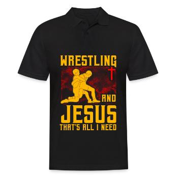 Wrestling and Jesus that's all I need - Männer Poloshirt - Schwarz - Vorne - Kai (181cm)