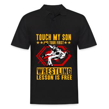 Touch my Son and your first Wrestling lesson is - Männer Poloshirt - Schwarz - Vorne - Kai (181cm)