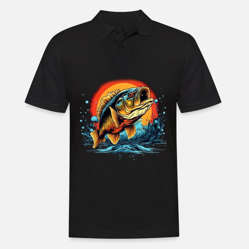 Bassfisch - Männer Poloshirt - Schwarz