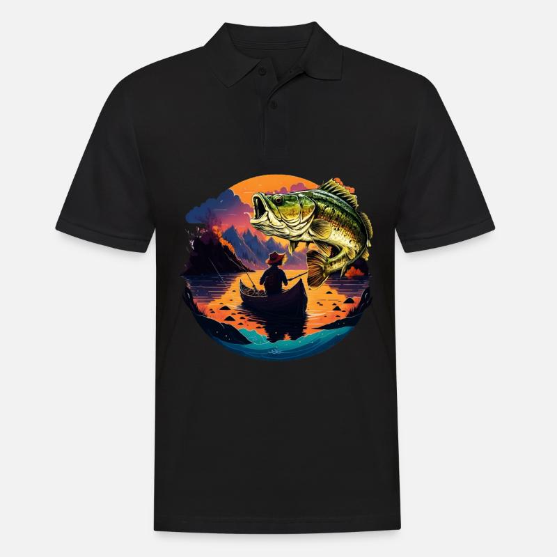 Barsch-Fisch - Männer Poloshirt - Schwarz