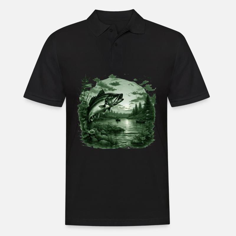 Bassfisch - Männer Poloshirt - Schwarz