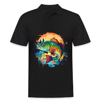 Barsch-Fisch - Männer Poloshirt - Schwarz - Vorne - Kai (181cm)