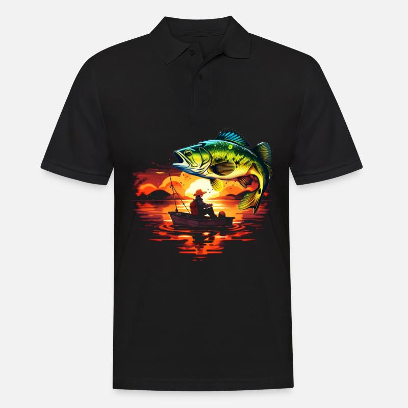 Barsch-Fisch - Männer Poloshirt - Schwarz