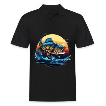 Barsch-Fisch - Männer Poloshirt - Schwarz - Vorne - Kai (181cm)