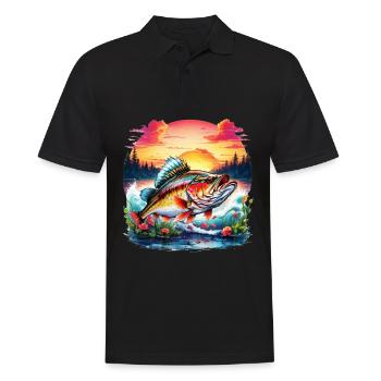 Barsch-Fisch - Männer Poloshirt - Schwarz - Vorne - Kai (181cm)