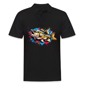 Barsch-Fisch - Männer Poloshirt - Schwarz - Vorne - Kai (181cm)