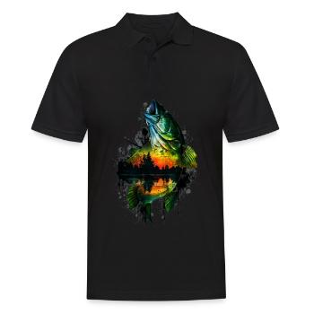 Barsch-Fisch - Männer Poloshirt - Schwarz - Vorne - Kai (181cm)