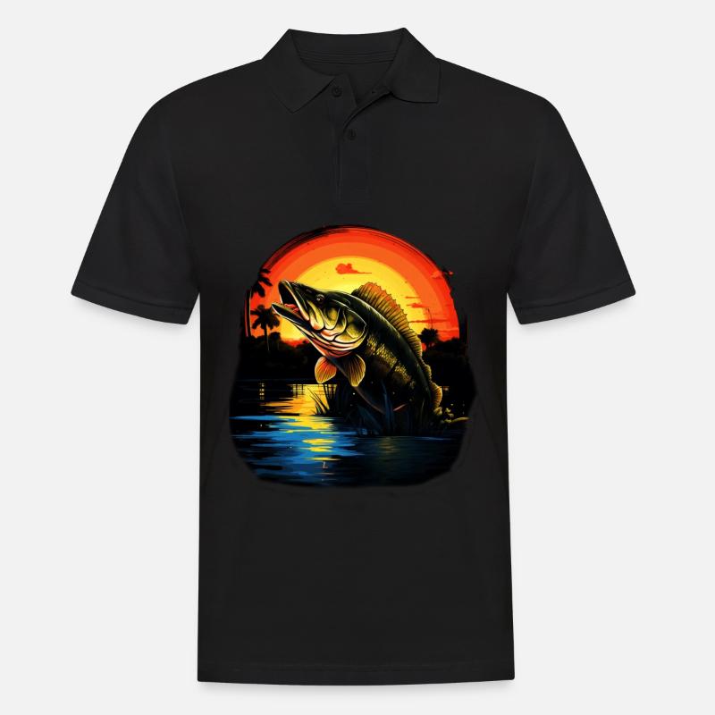 Barsch-Fisch - Männer Poloshirt - Schwarz