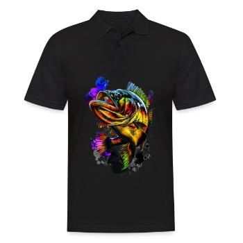 Barsch-Fisch - Männer Poloshirt - Schwarz - Vorne - Kai (181cm)