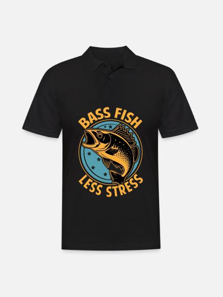Bassfischen, weniger Stress - Männer Poloshirt - Schwarz