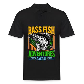 Es erwarten Sie Bassfisch-Abenteuer - Männer Poloshirt - Schwarz - Vorne - Kai (181cm)