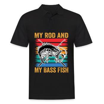 Meine Rute und mein Barschfisch - Männer Poloshirt - Schwarz - Vorne - Kai (181cm)