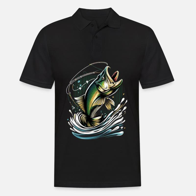 Barsch-Fisch - Männer Poloshirt - Schwarz