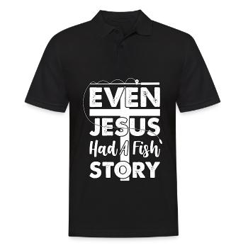 Sogar Jesus hatte eine Fischgeschichte - Männer Poloshirt - Schwarz - Vorne - Kai (181cm)