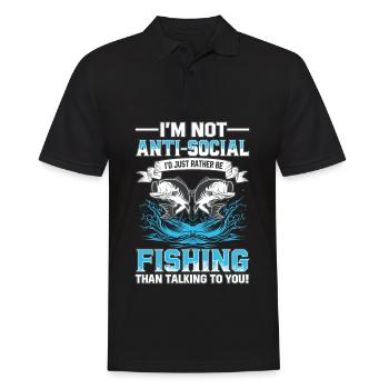 Ich bin nicht asozial, ich würde nur lieber angeln - Männer Poloshirt - Schwarz - Vorne - Kai (181cm)