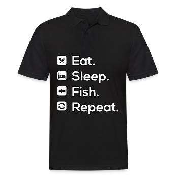 Essen Schlaf Fisch Wiederholen - Männer Poloshirt - Schwarz - Vorne - Kai (181cm)